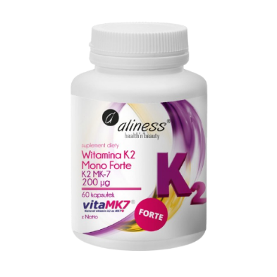 "Aliness" Witamina K2 Menachinon MonoFORTE MK-7 200 µg z Natto x 60 kaps.