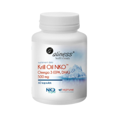 "Aliness" Krill Oil NKO Omega 3 z Astaksantyną 500 mg x 60 kaps.