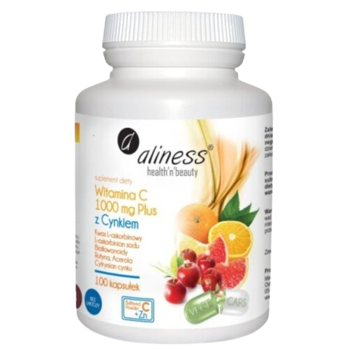 "Aliness" Witamina C 1000 mg z CYNKIEM PLUS bioflaw, rutyna, acer. x 100 kaps.